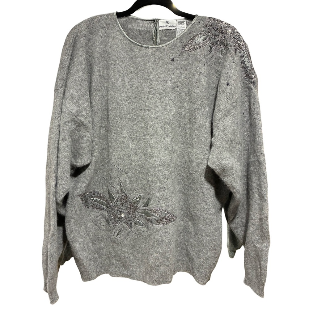 [XL] André Christian Sweater Vintage Paris Beaded Wool-Angora Hong Kong like new